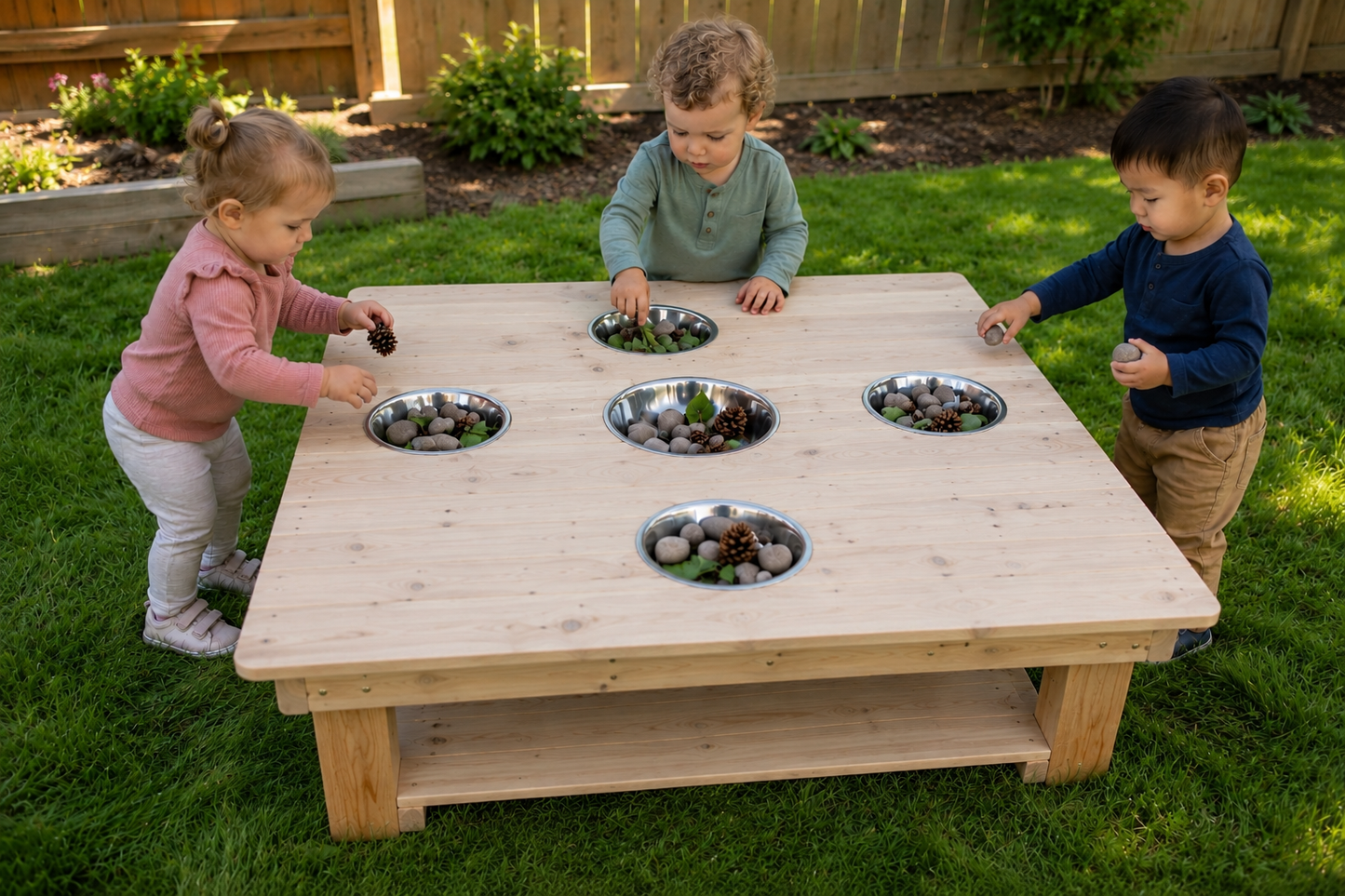 Table sensorielle pour poupons - 5 bols