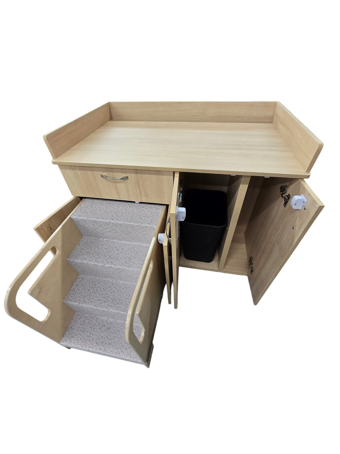 Table à Langer Mobile pour Garderie/CPE – Avec Rangement et Armoire à Poubelle