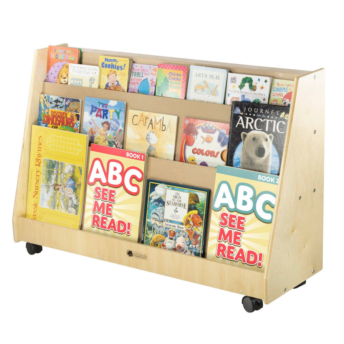 Présentoir à livres avec 2 tablettes arrière