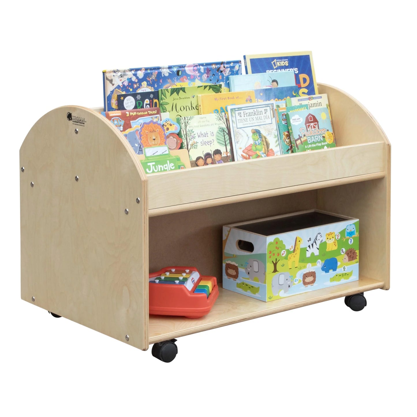 Bibliothèque double face sur roulettes