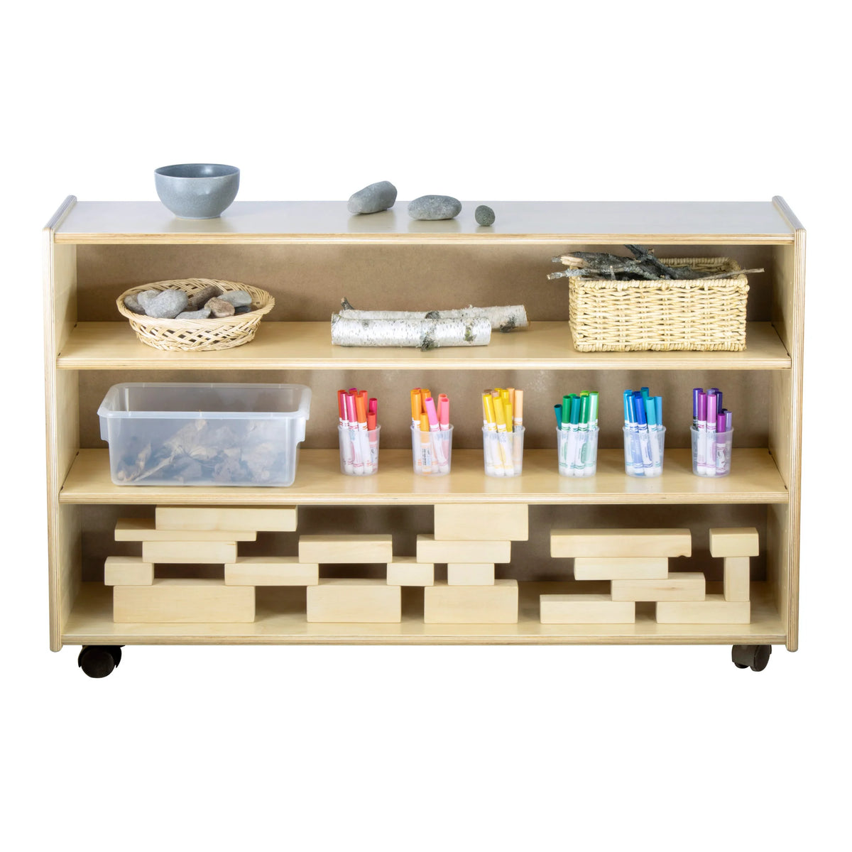 Étagère à 2 tablettes réglables — étroit mi-hauteur sans dos