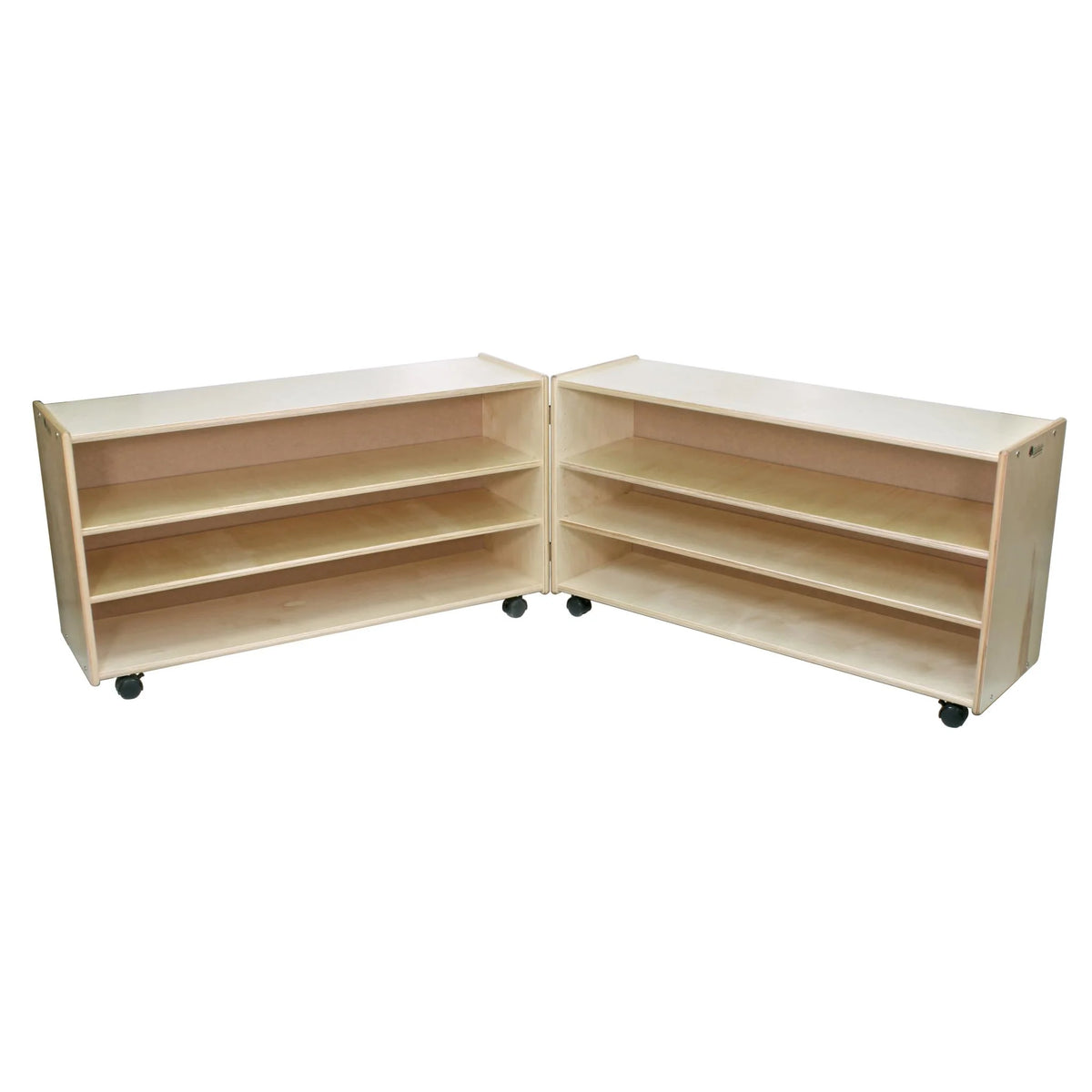 Étagère à 2 tablettes réglables — profond bas — unité à charnières (2 faces)