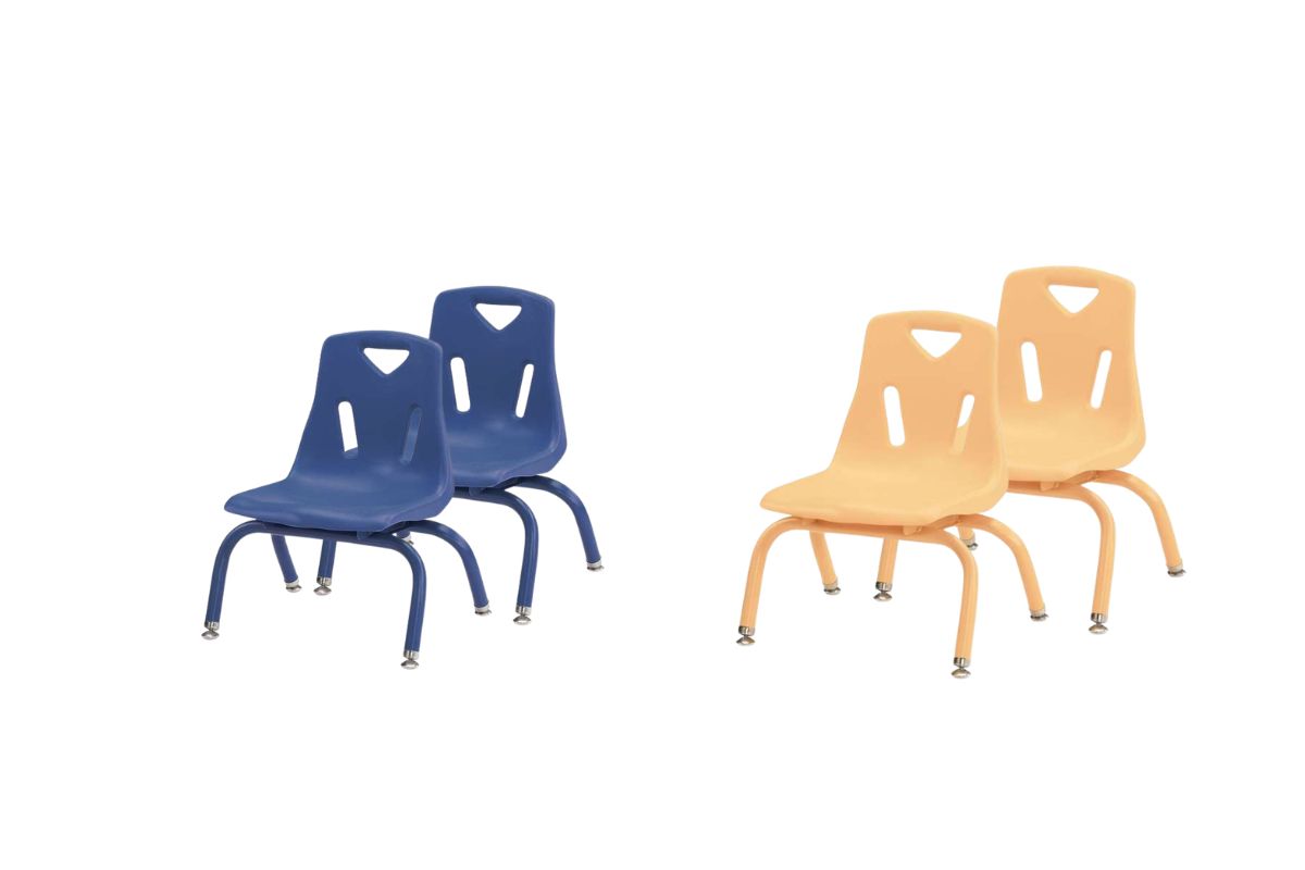 Chaises empilables Berries® 2 x chameau 10" et 2 x bleu 8"