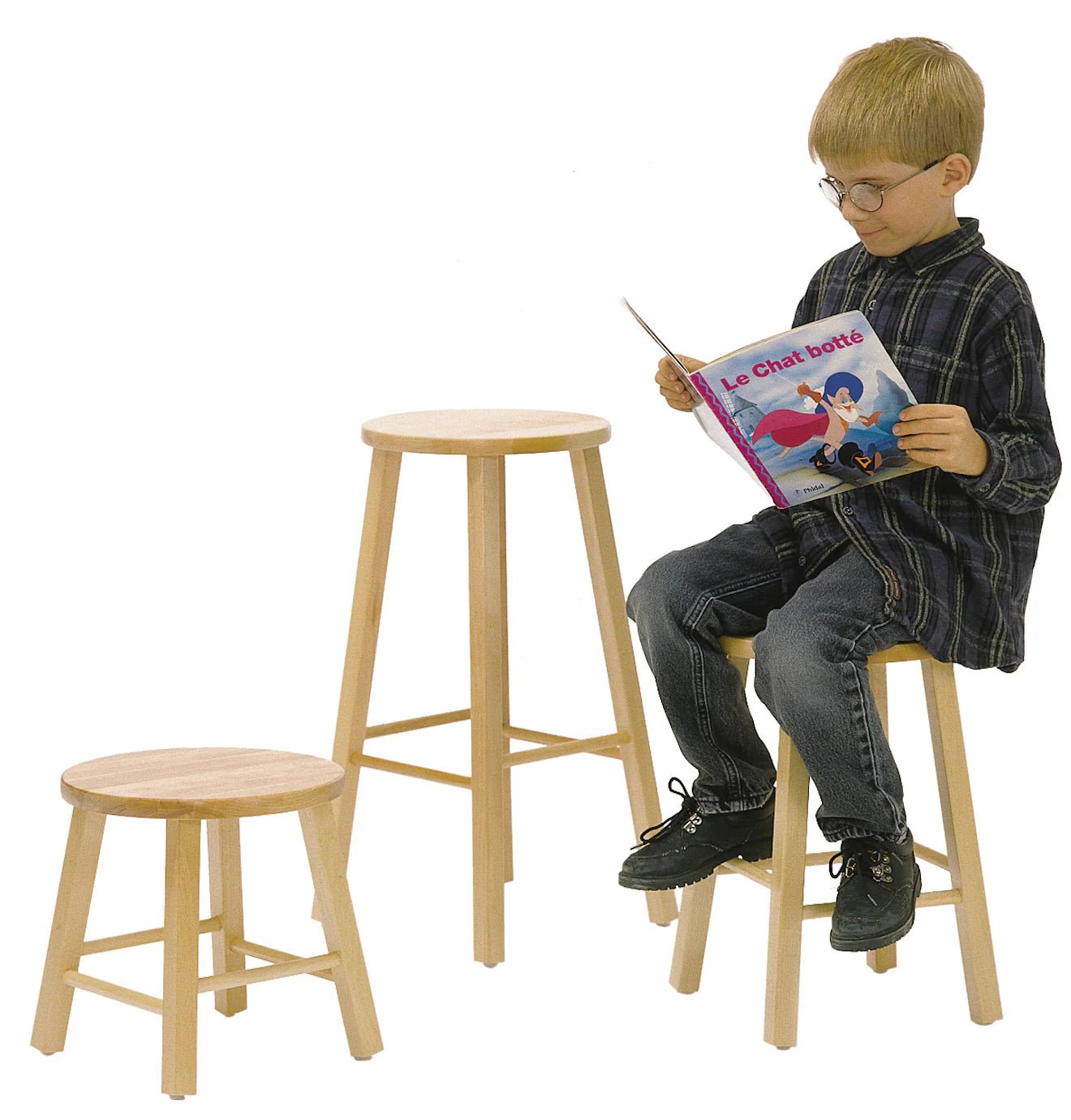 Tabouret scolaire en bois