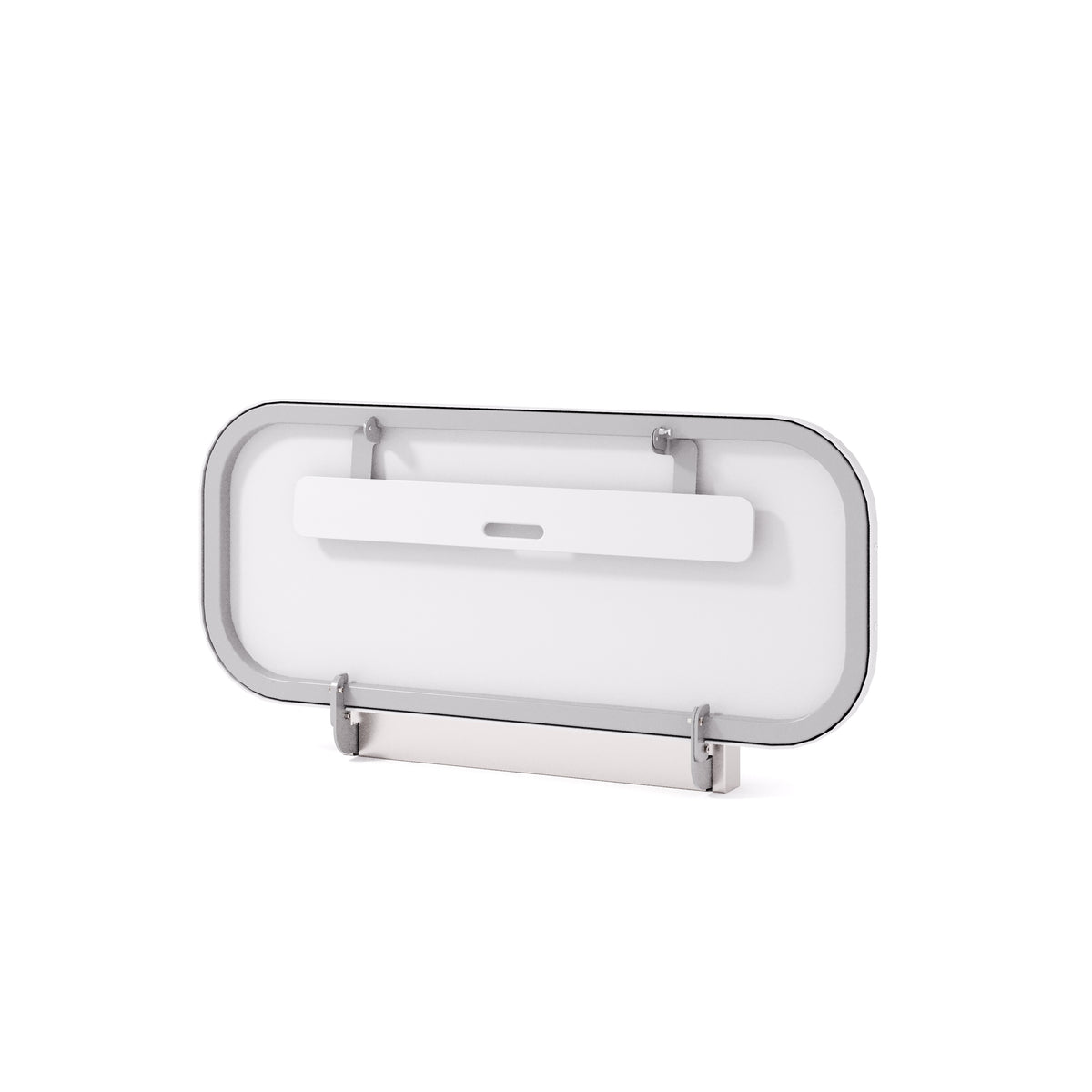 Table à langer murale pour adultes Attend 70 po en inox fermée, vue de trois quarts sur fond blanc
