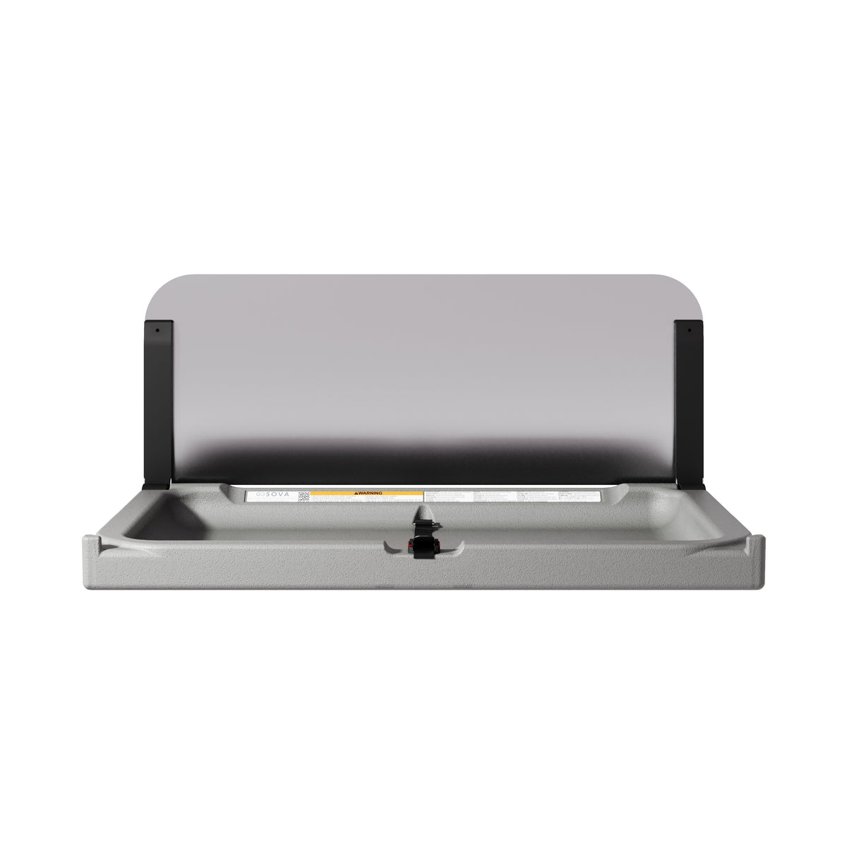 Table à langer murale Element XB avec dosseret inox gris foncé ouverte, vue de face