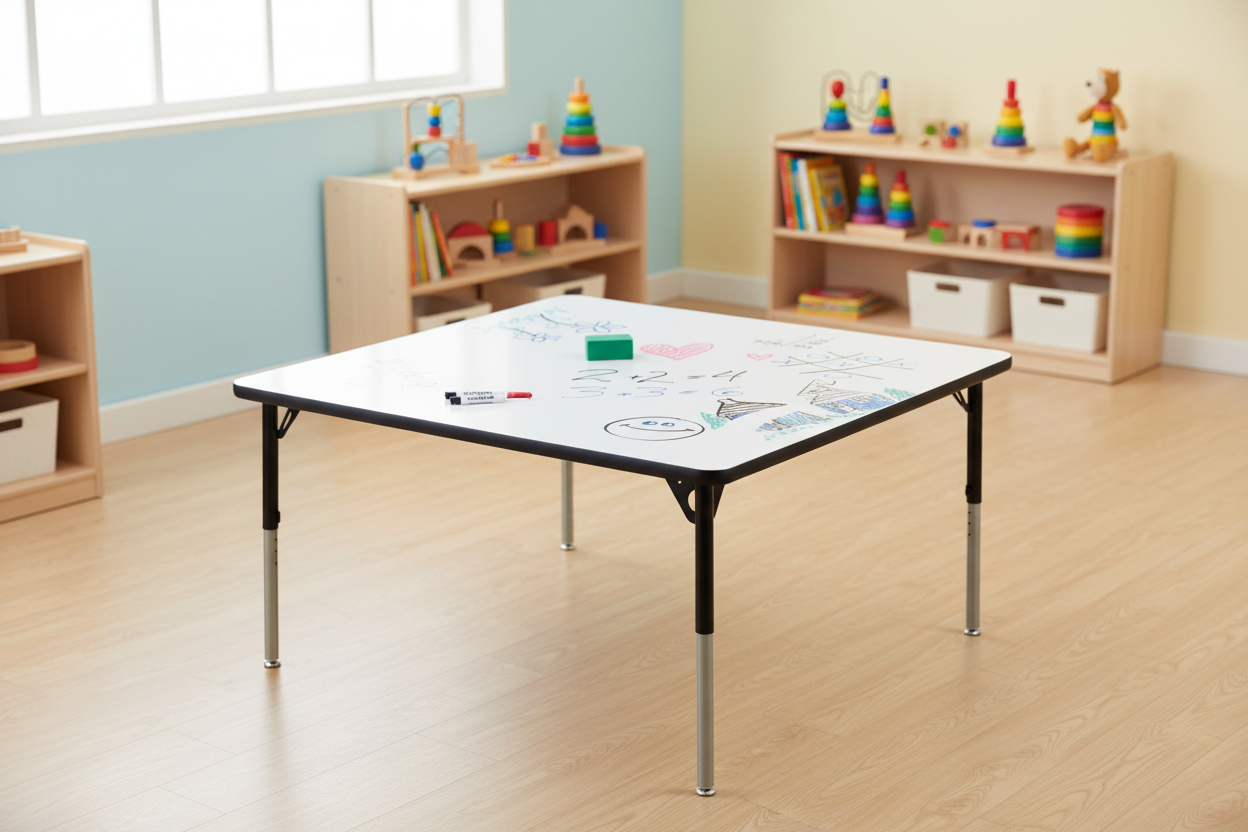 Table carré à hauteur ajustable – Tableau blanc| MityBilt
