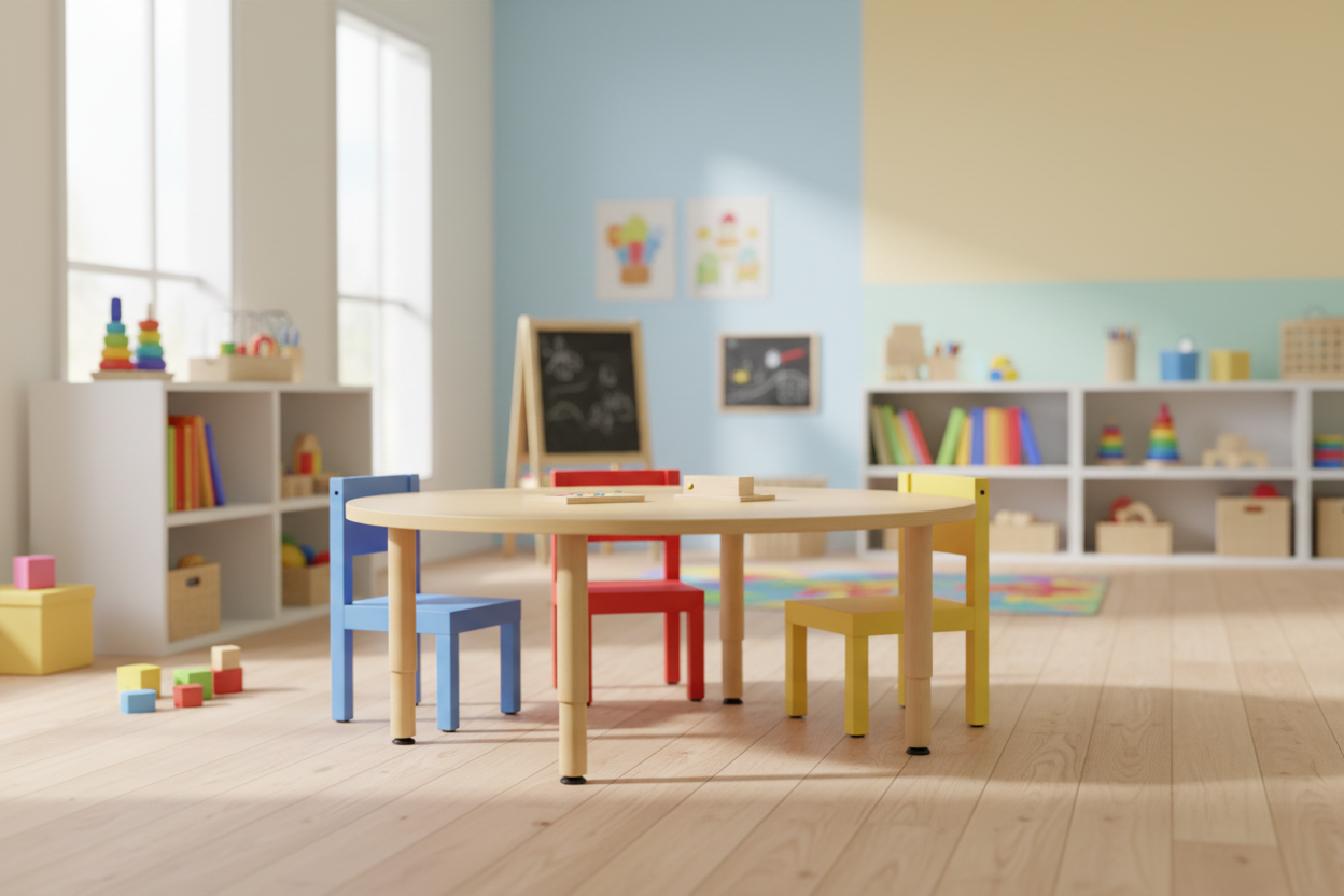 Table Environ Ronde – Sécuritaire, ajustable et durable | MityBilt