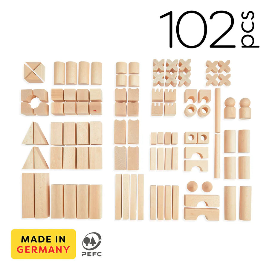 Wooden Block Set – 102 Pieces for Hours of Creativity