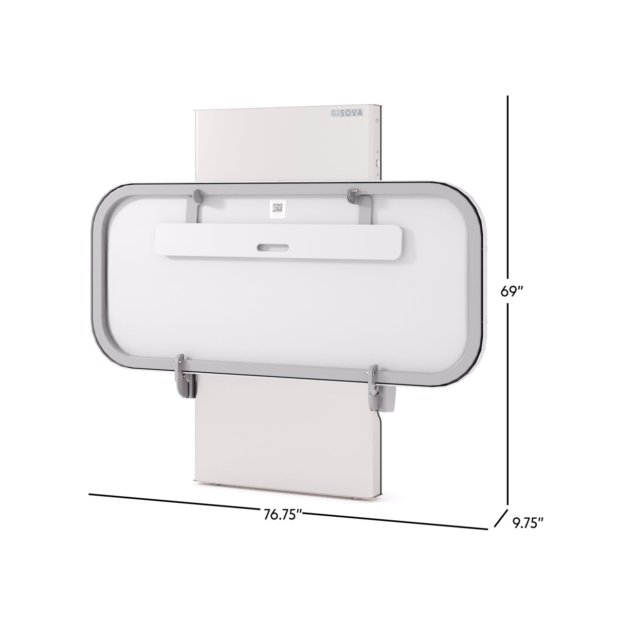 Table à langer universelle Ascent 76 po en inox fermée avec dimensions en pouces