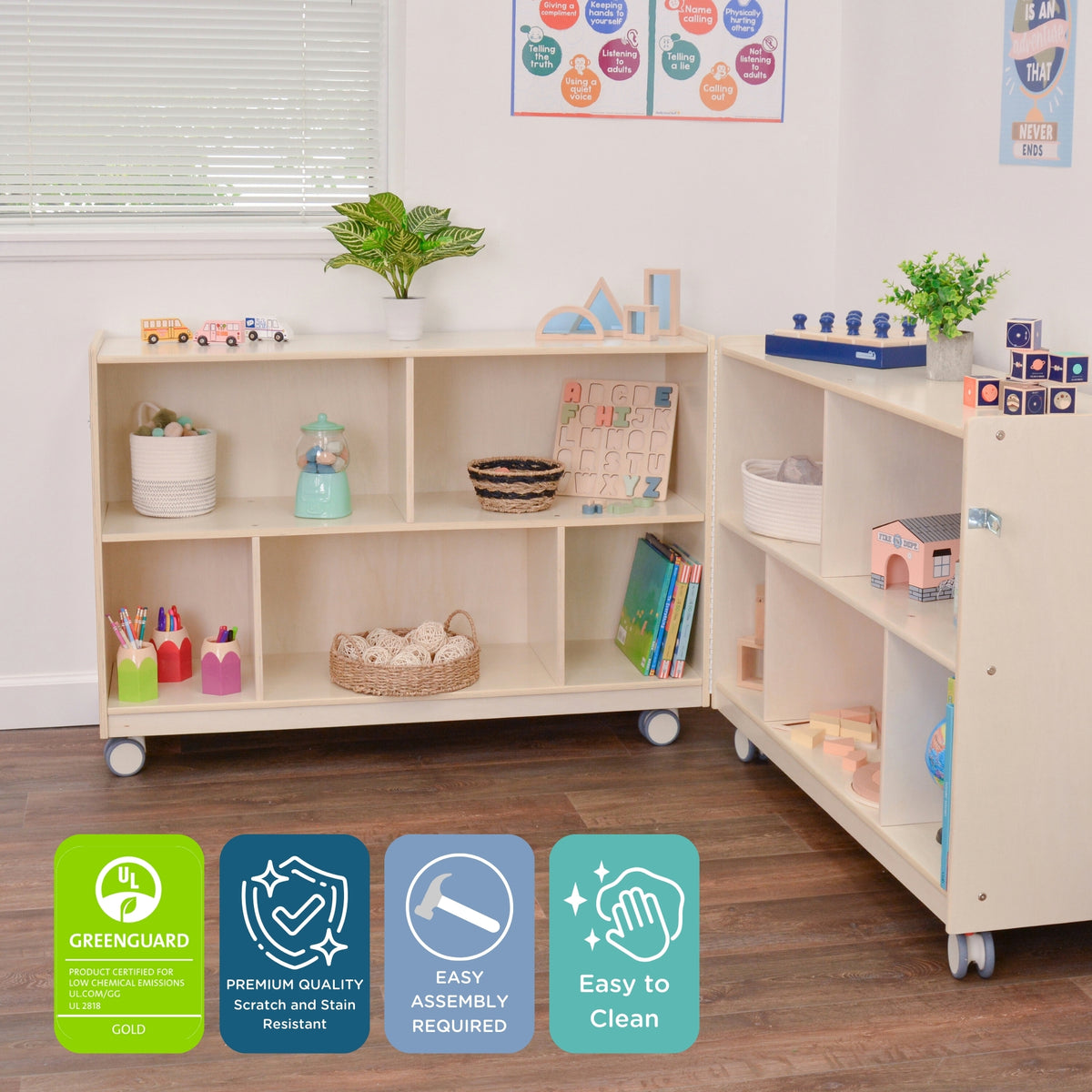Rangement mobile pliable 2 tablettes 30 po Angeles Children's Factory