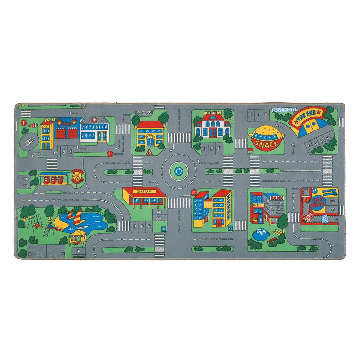 Tapis de jeu routier vie urbaine en polyamide antidérapant, 36 x 79 po