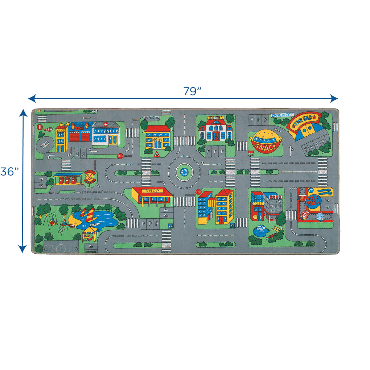 Tapis de jeu routier vie urbaine en polyamide antidérapant, 36 x 79 po