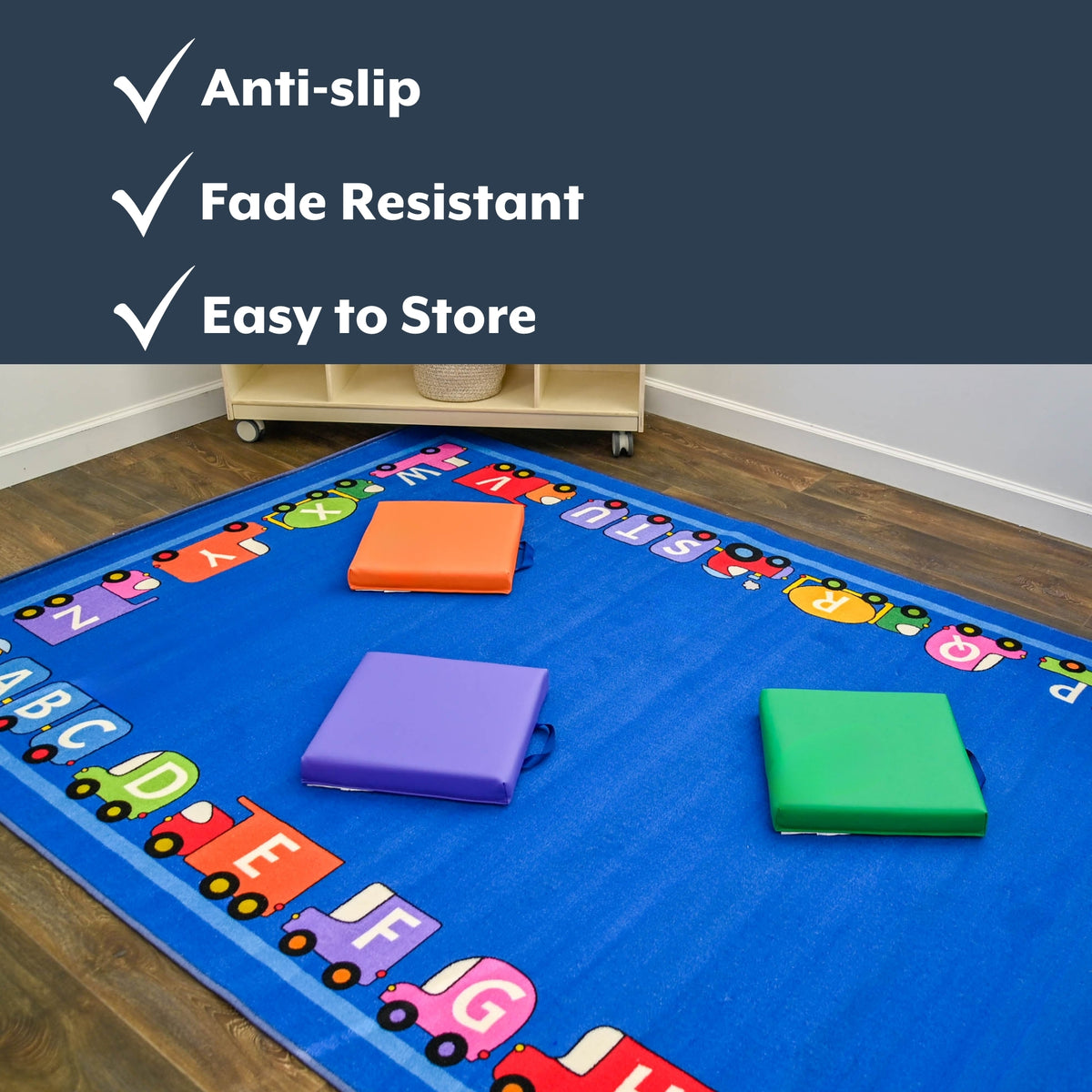 Tapis alphabet de voitures multicolores en polyamide antidérapant, 6 x 9 pi