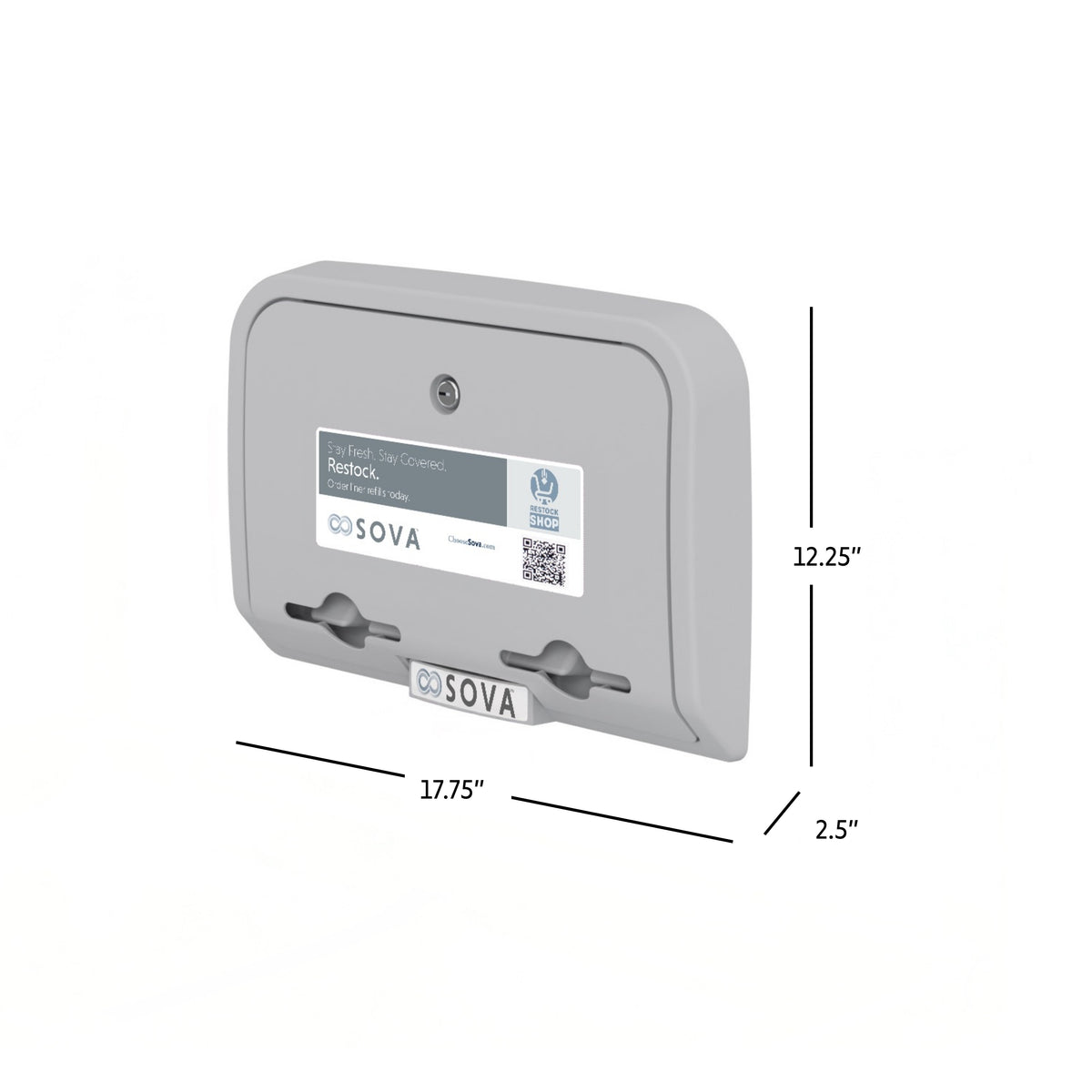 Distributeur de protège-tables Element gris pâle avec dimensions en pouces