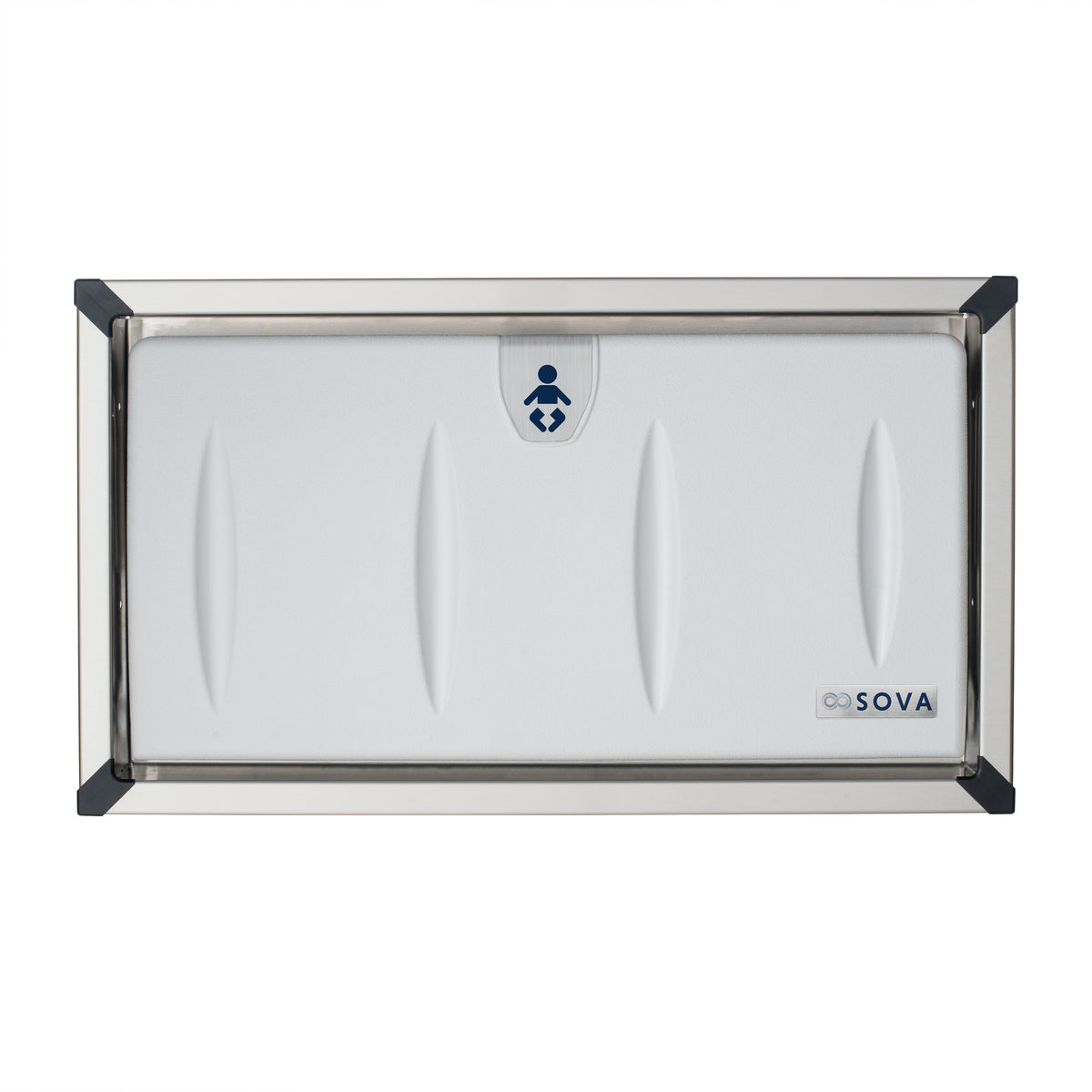 Table à langer murale encastrée Origin inox et gris pâle fermée, vue de face
