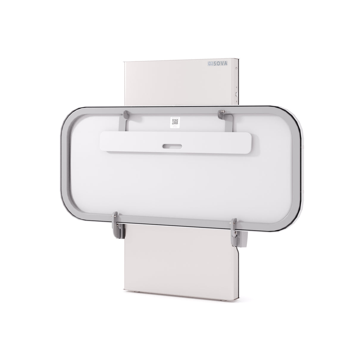 Table à langer universelle Ascent 76 po en inox fermée, vue de trois quarts sur fond blanc