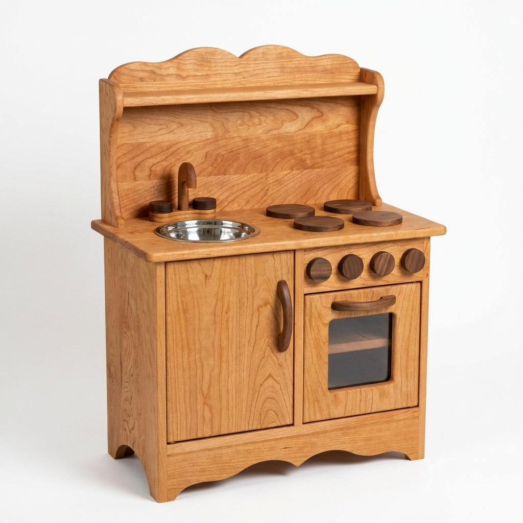 Cuisinette en bois massif de merisier Noble Wooden Toys pour jeu symbolique intérieur