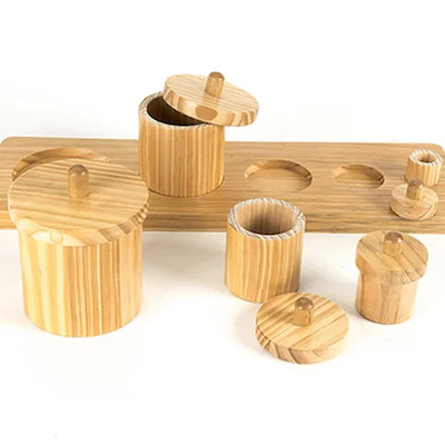 Set of 4 wooden pots