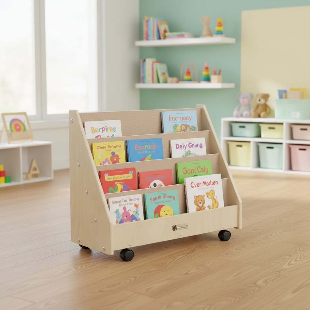 Présentoir à livres - 4 tablettes en bois