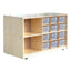 Meuble de rangement 2 faces avec cases et roulettes